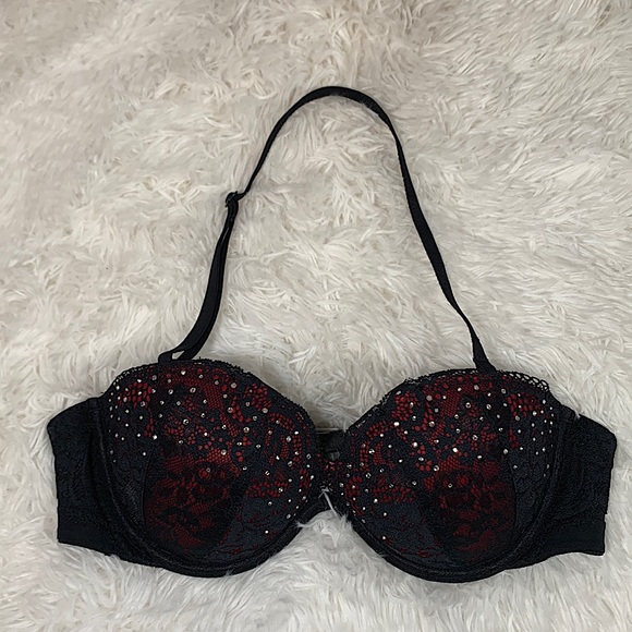 La SENZA Beyond Sexy Black & Red Rhinestone Bra 32B - Picture 1 of 10